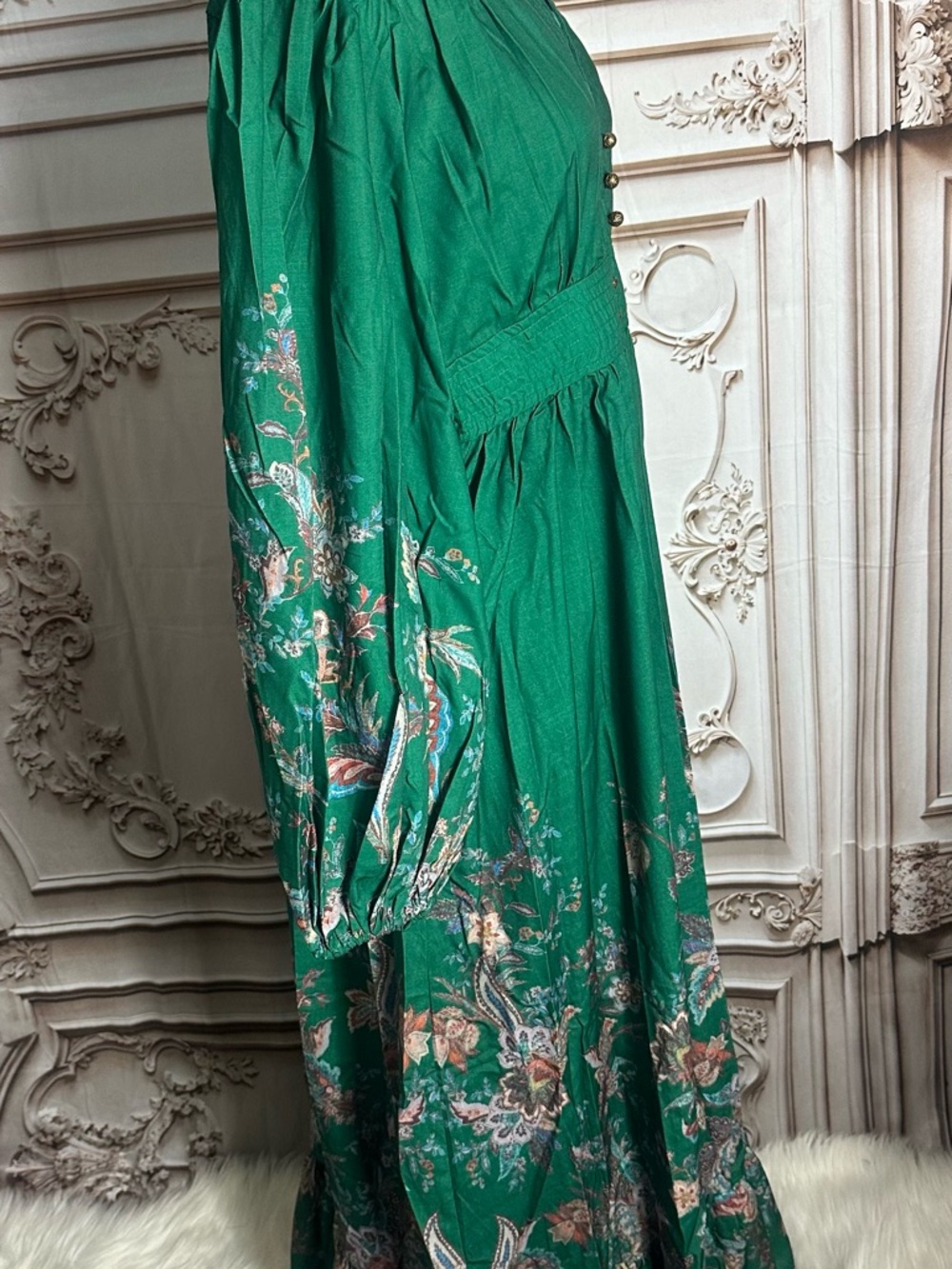 Emerald Green Floral Maxi Dress - Picture 5 of 9